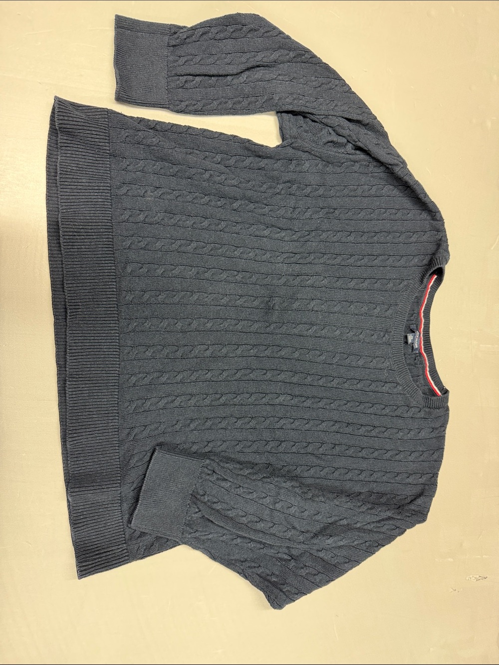 Tommy Hilfiger Women's Cable Knit Crewneck Sweater - Navy Blue